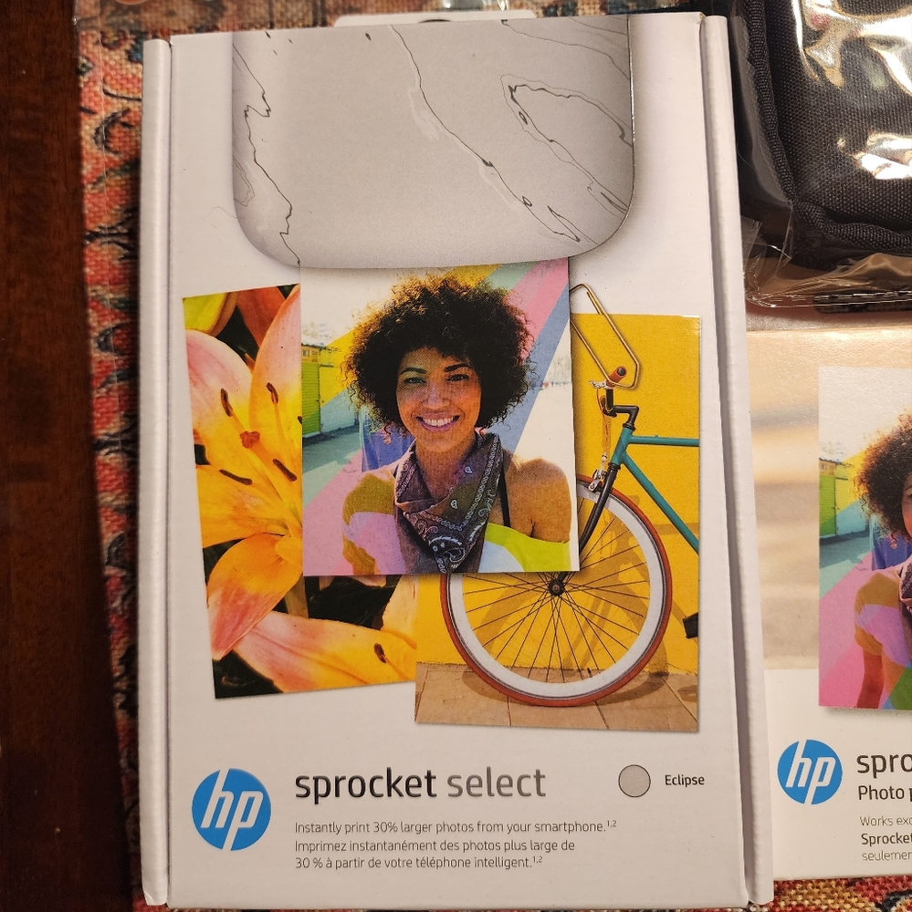 HP Sprocket Select Printer in White and Gray, With Photo Paper, And Accessories!
